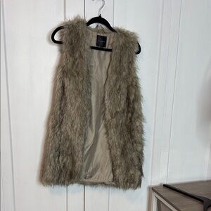 Dynamite Faux Fur Vest in Brown - Tan - grey - Blend - Small